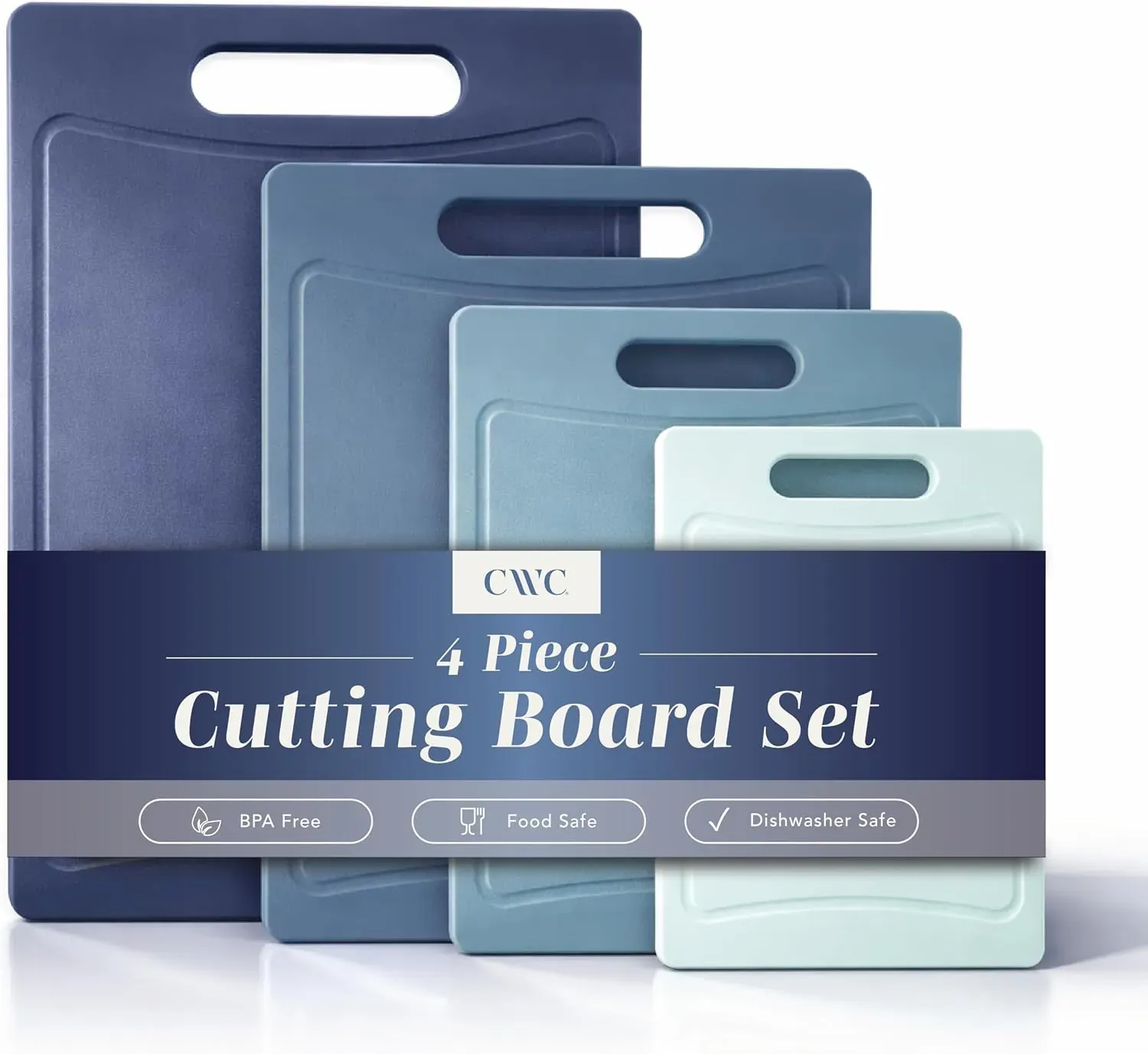 4-Piece Non-Slip Cutting Board Set, Blue (2-Pack)